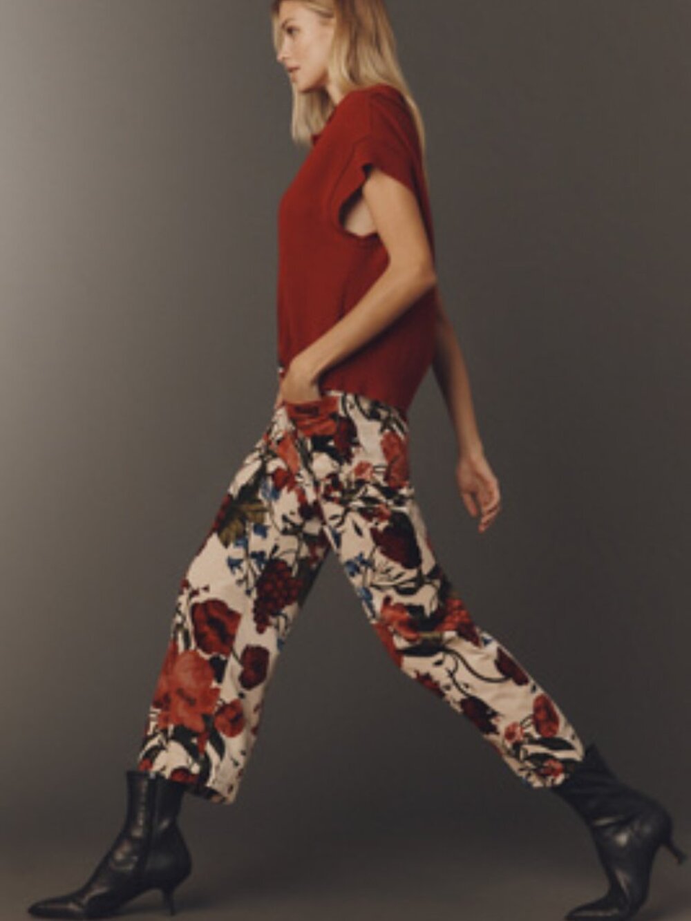 Maeve Colette Corduroy Crop Wide-Leg Pants 27 Anthropologie Romantic Floral